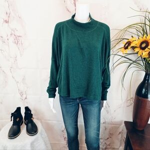 Michael Stars Frida Mock Neck Sweater Forest Green Soft Stretch Pullover Medium